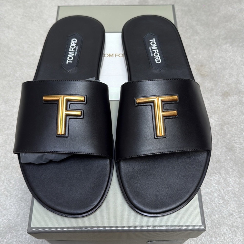 Tom Ford Black and Gold Sandals